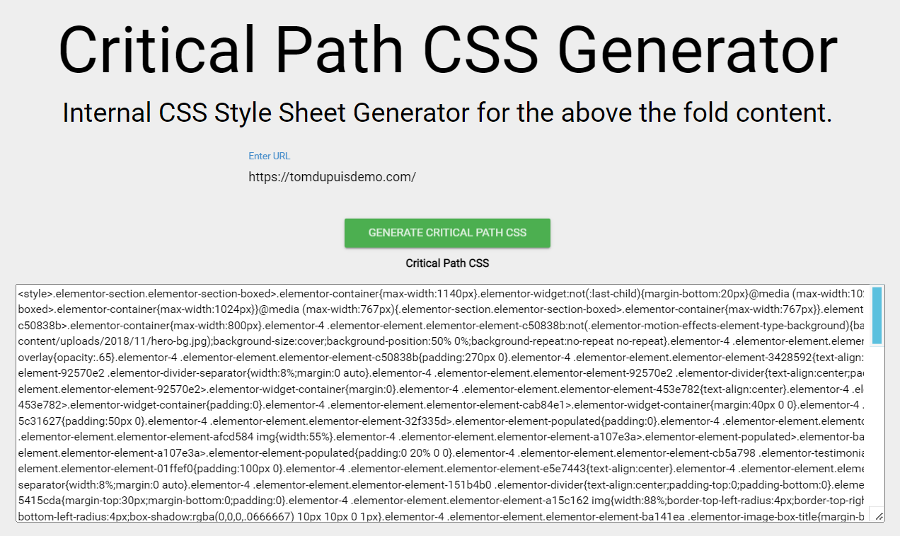 Kritischer CSS Generator
